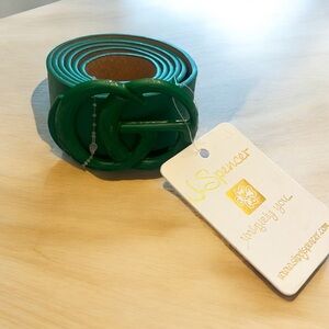 Emerald Green Patent Leather Belt with Standard Buckle